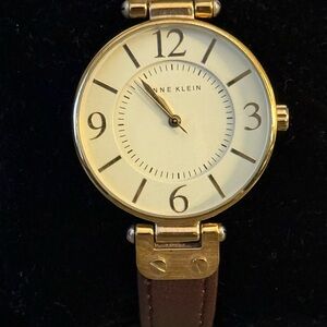 Anne Klein Gold-Tone Watch with Brown Strap